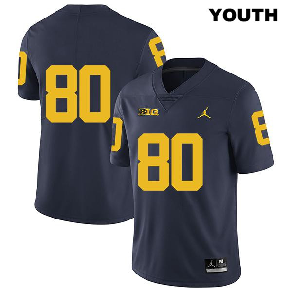 Youth NCAA Michigan Wolverines Hunter Neff #80 No Name Navy Jordan Brand Authentic Stitched Legend Football College Jersey XZ25P12LR